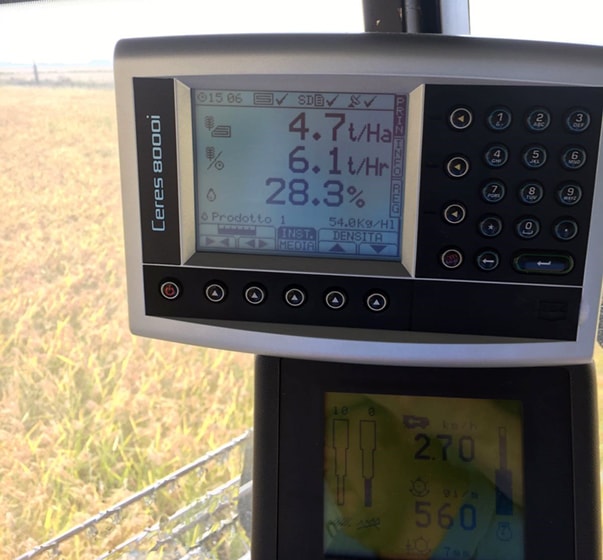 display con dati di monitoraggio del campo