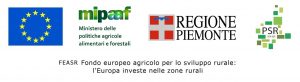 logo Comunità europea - Logo MIPAAF, Ministero delle politiche agricole alimentari e forestali - logo Regione Piemonte - FEASR, Fondo Europeo agricolo per lo sviluppo rurale: l'Europa investe nelle zone rurali